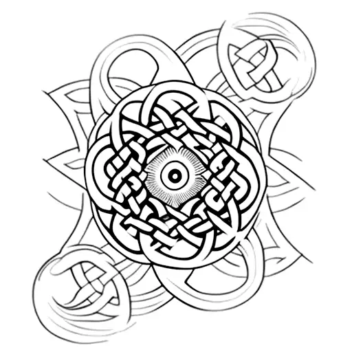 sleeve evil eye lotus Celtic spiral over come the odds Hindu symbol tattoo design idea