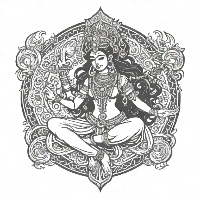 Kali hindu goddess sexy fit tattoo design idea