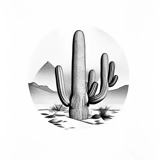 desert saguaro tattoo design idea