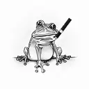 frog smoking a cigarette tattoo design idea