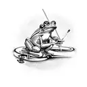 frog smoking a cigarette tattoo design idea