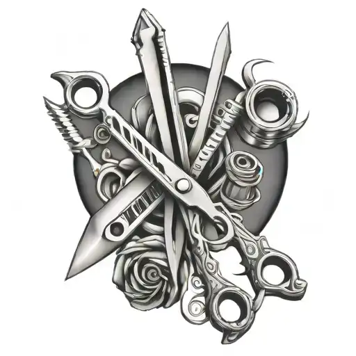 scissors and razors tattoo design idea