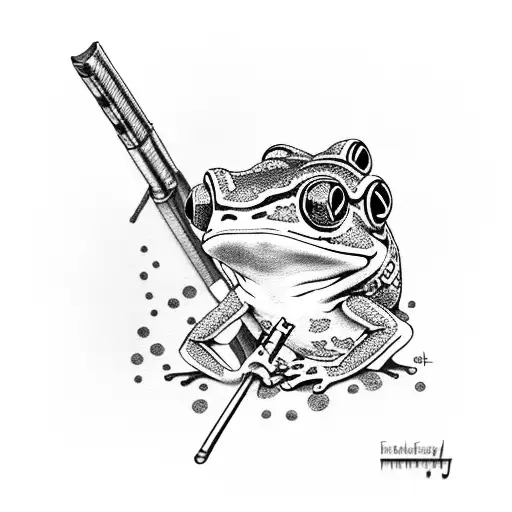 frog with gun and cowboy hat tattoo design idea