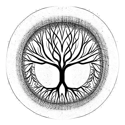 Tree of Life spiral centered  tattoo design idea