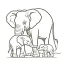 elephant mom and 2 babies  tattoo design idea