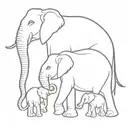 elephant mom and 2 babies  tattoo design idea