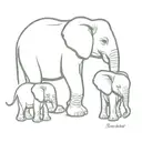 elephant mom and 2 babies  tattoo design idea