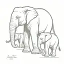 elephant mom and 2 babies  tattoo design idea