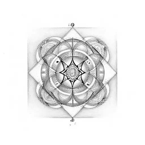 musical theory, esotericism, circle of fifths, isometric, sacred geometry tattoo design idea
