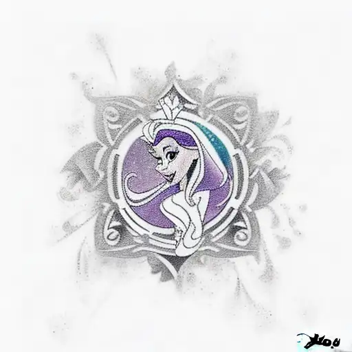 A creative tattoo design combining the Disney princesses with symbols that represent your favorite things. tattoo design idea