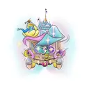 A creative tattoo design combining the Disney princesses with symbols that represent your favorite things. tattoo design idea