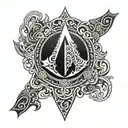  assassins creed Valhalla symbol with intricate Norse designs and a hidden blade tattoo design idea