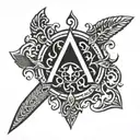  assassins creed Valhalla symbol with intricate Norse designs and a hidden blade tattoo design idea