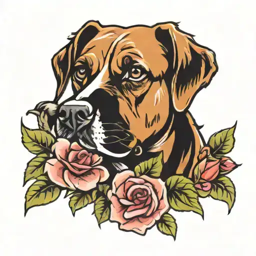 dog loss grief flower overcome tattoo design idea