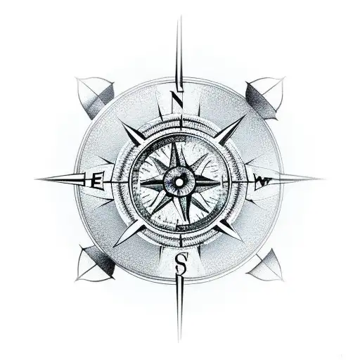 broken compass tattoo design idea