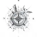 broken compass tattoo design idea