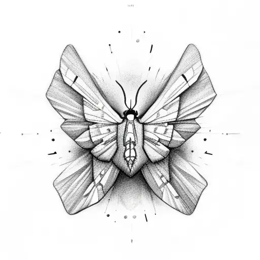 angelic moth and connected to sad eyes fine line art  tattoo design idea