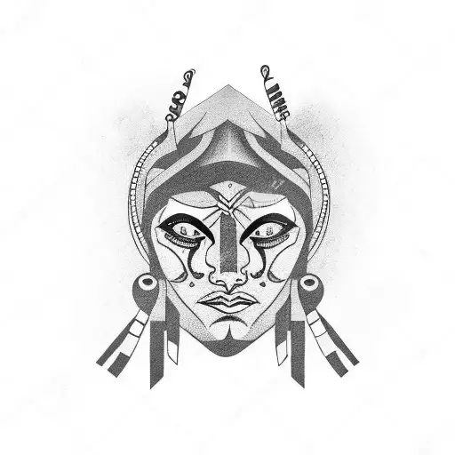 two faces show anxiety tattoo design idea