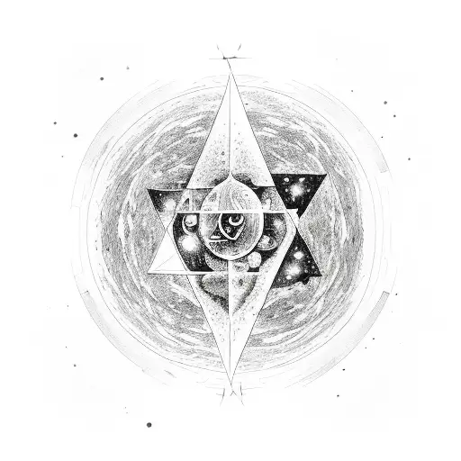 spirituality, moon, soul, universe and kybalion tattoo design idea