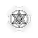 simple minimalistic spirituality, moon, soul, universe and kybalion tattoo design idea