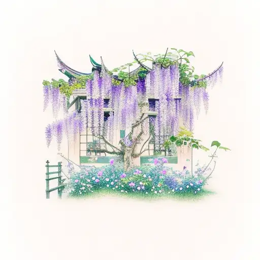 wisteria and ivy with morning glory, violet, rose, carnation, daisy, poppy  tattoo design idea