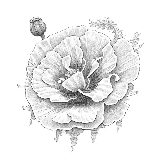 wisteria poppy morning glory carnation ivy daisy rose violet cornelia tattoo design idea