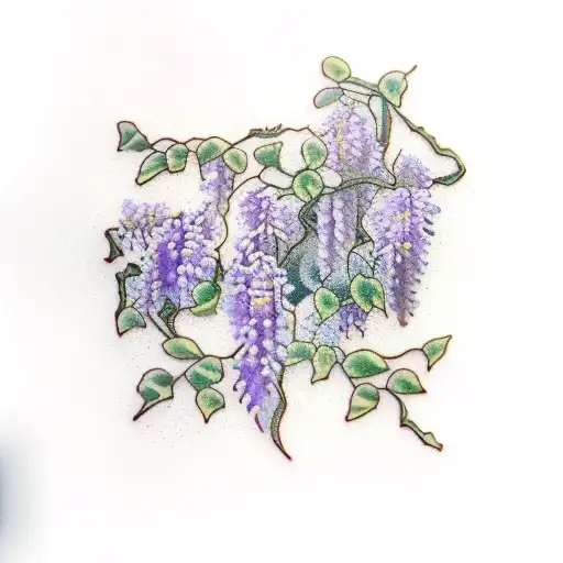 wisteria and ivy sleeve tattoo design idea