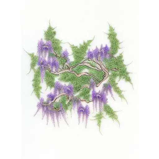 willow tree with wisteria and ivy tattoo design idea