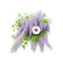 a bouquet of the following flowers: wisteria, violet, ivy, rose, poppy, morning glory, carnation, daisy tattoo design idea