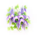 wisteria, violet, ivy, rose, poppy, morning glory, carnation, daisy tattoo design idea