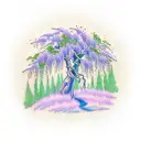 willow tree with wisteria and ivy tattoo design idea
