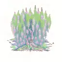 willow tree with wisteria and ivy tattoo design idea