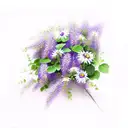 a bouquet of the following flowers: wisteria, violet, ivy, rose, poppy, morning glory, carnation, daisy tattoo design idea