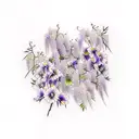 wisteria, violet, ivy, rose, poppy, morning glory, carnation, daisy tattoo design idea