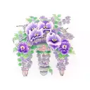 wisteria, violet, ivy, rose, poppy, morning glory, carnation, daisy tattoo design idea