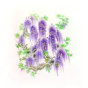 wisteria, violet, ivy, rose, poppy, morning glory, carnation, daisy tattoo design idea