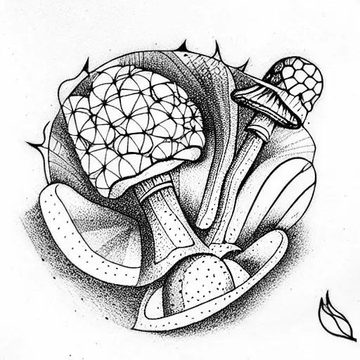 mushroom magic tattoo design idea