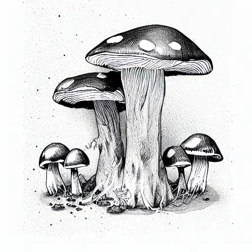 mushroom magic tattoo design idea