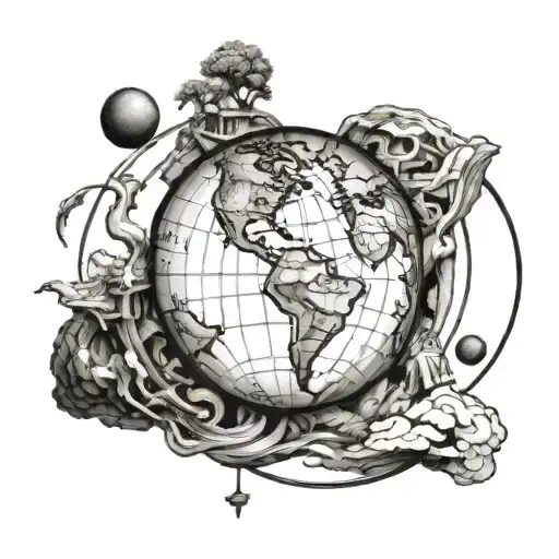 atlas god, planet earth tattoo design idea