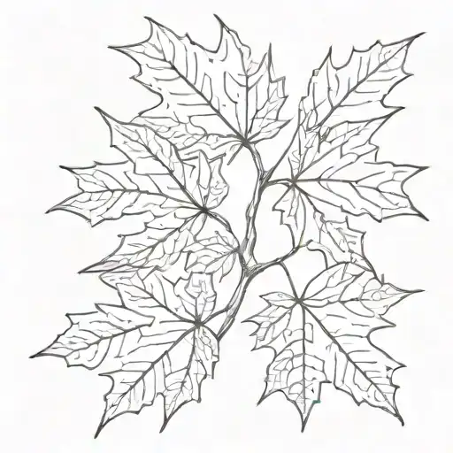 sugar maple branch four leaves tattoo design idea