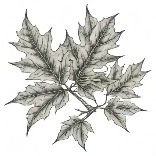 sugar maple branch four leaves tattoo design idea