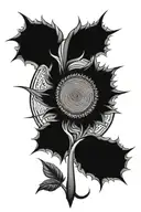 fractal soundwave with sunflower  tattoo design idea