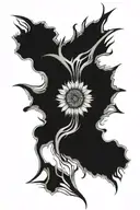 fractal soundwave with sunflower  tattoo design idea