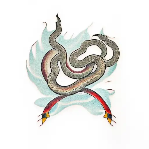 A minimalist tattoo of a snake shedding its skin, symbolizing transformation and rebirth tattoo design idea