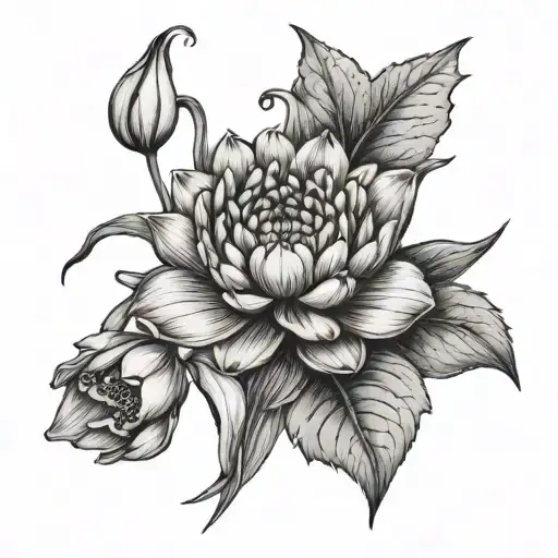 carnation, snowdrops, lilly of the valley, water lily tattoo design idea