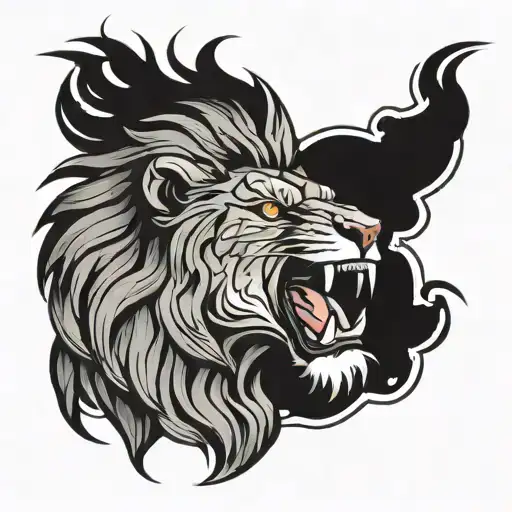 roaring lion with big claws emerging tattoo design idea