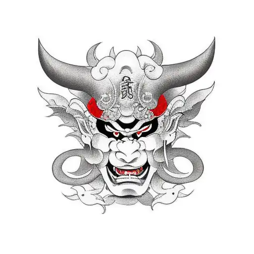 Hannya mask tattoo design idea