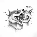 werewolf ripping out a succubus' throat tattoo design idea