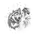 werewolf ripping out a succubus' throat tattoo design idea