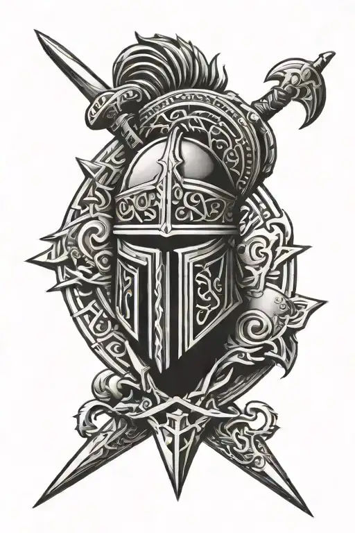 spartan viking Templar crest mandalor  tattoo design idea